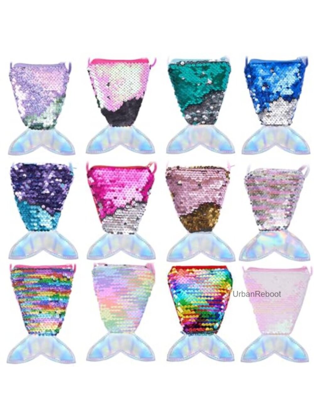 12Pc Reversible Sequin Mermaid Tail Coin Purse Mini Wallet Pouch Party Favor
